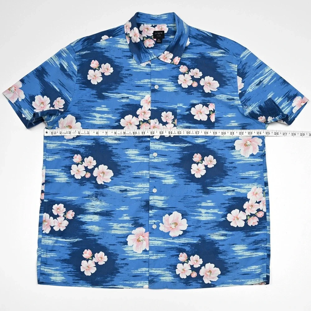 J Crew Mens Floral Short Sleeve Flex Performance‎ Stretch XL Button Up Shirt EUC